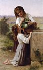 William Bouguereau Canvas Paintings - At the Fountain